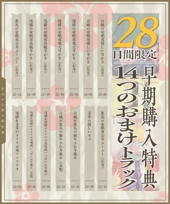 Cover of 28日間限定早期特典_和耳とろ舐め温泉郷〜至高のケモミミハーレムプレイで、脳イキ絶頂♪ パパ呼び&媚び媚びボイス満載の搾精旅館！